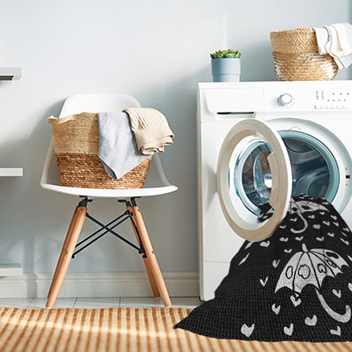 Machine Washable Transitional Black Rug in a Washing Machine, wshpat1951