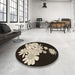 Round Patterned Camel Brown Rug in a Office, pat1952brn