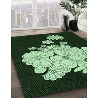 Patterned Black Rug, pat1952grn