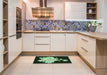 Patterned Black Rug in a Kitchen, pat1952grn