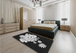 Patterned Black Rug in a Bedroom, pat1952gry