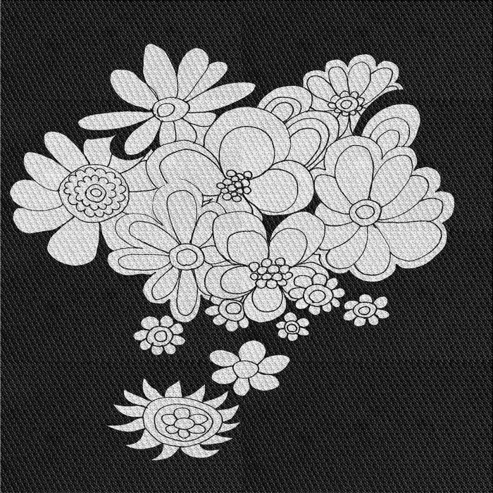 Round Patterned Black Rug, pat1952gry