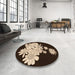 Round Patterned Light Copper Gold Rug in a Office, pat1952org