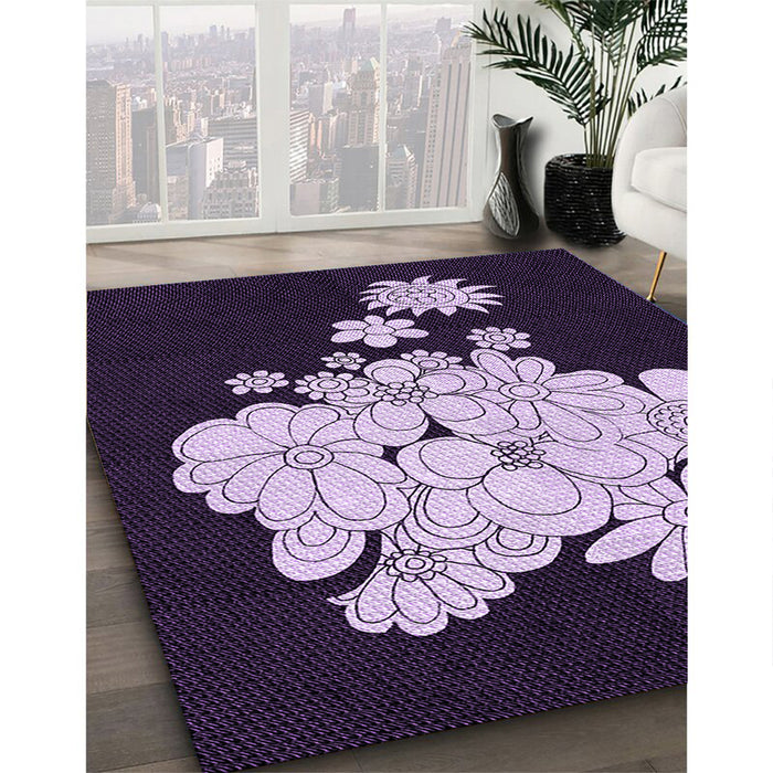 Machine Washable Transitional Deep Purple Rug in a Family Room, wshpat1952pur