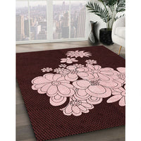 Patterned Chocolate Brown Rug, pat1952rd