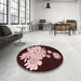 Round Patterned Chocolate Brown Rug in a Office, pat1952rd