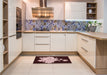 Patterned Chocolate Brown Rug in a Kitchen, pat1952rd