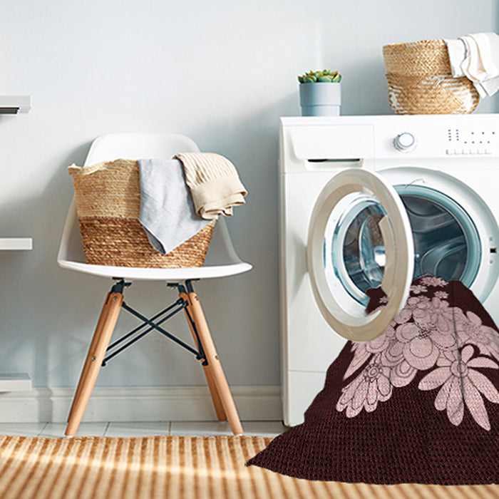 Machine Washable Transitional Chocolate Brown Rug in a Washing Machine, wshpat1952rd
