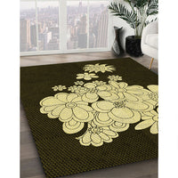 Patterned Metallic Gold Rug, pat1952yw