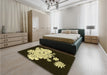 Patterned Metallic Gold Rug in a Bedroom, pat1952yw