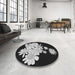 Round Patterned Dark Gray Novelty Rug in a Office, pat1952