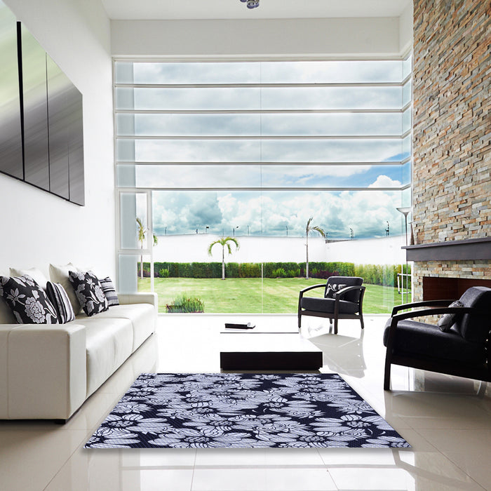 Machine Washable Transitional Midnight Blue Rug in a Kitchen, wshpat1953blu