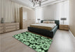 Patterned Light Green Rug in a Bedroom, pat1953grn