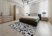 Patterned Charcoal Black Rug in a Bedroom, pat1953gry