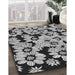 Patterned Charcoal Black Rug in Family Room, pat1953gry