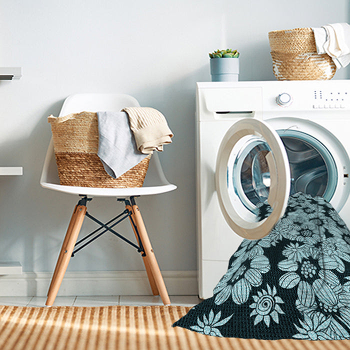 Machine Washable Transitional Blue Rug in a Washing Machine, wshpat1953lblu