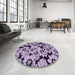 Round Patterned Blossom Pink Rug in a Office, pat1953pur