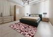 Patterned Deep Rose Pink Rug in a Bedroom, pat1953rd