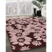 Patterned Deep Rose Pink Rug in Family Room, pat1953rd