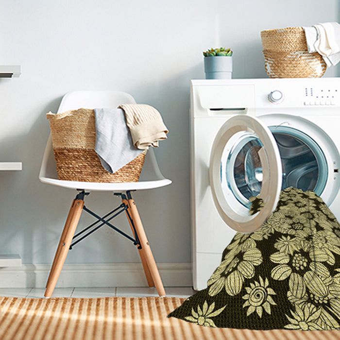 Machine Washable Transitional Chocolate Brown Rug in a Washing Machine, wshpat1953yw