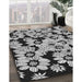 Patterned Charcoal Black Novelty Rug in Family Room, pat1953