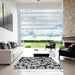 Square Patterned Charcoal Black Novelty Rug in a Living Room, pat1953