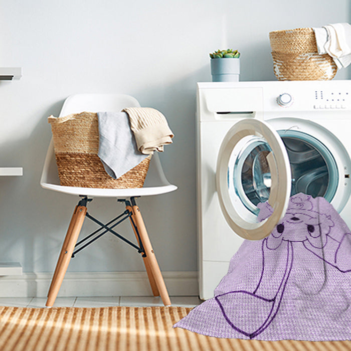 Machine Washable Transitional Bright Lilac Purple Rug in a Washing Machine, wshpat1954pur