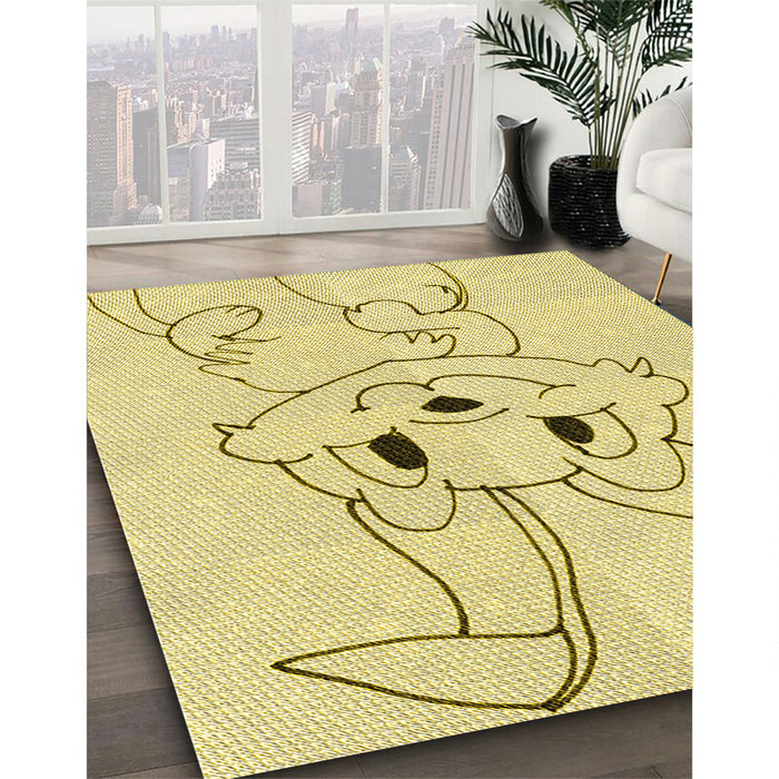 Patterned Sun Yellow Rug in Family Room, pat1954yw