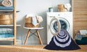 Machine Washable Transitional Night Blue Rug in a Washing Machine, wshpat1955blu