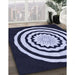 Patterned Night Blue Rug in Family Room, pat1955blu