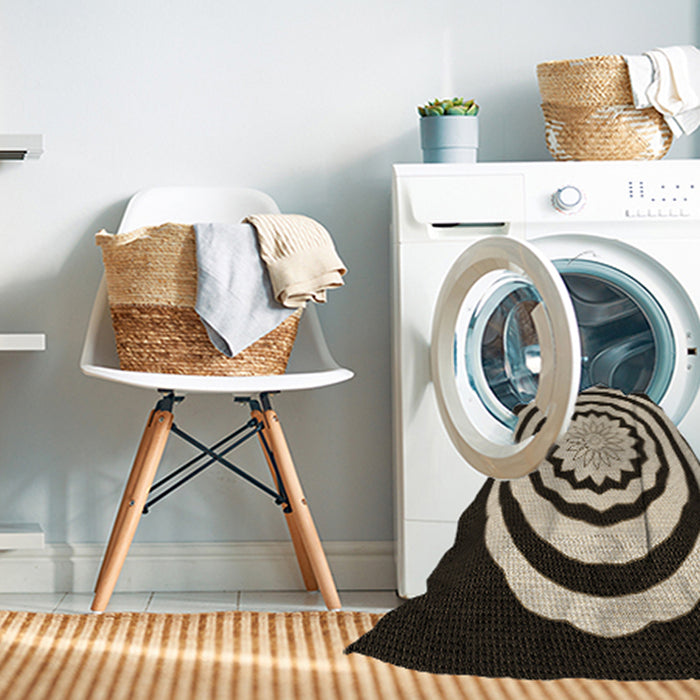 Machine Washable Transitional Midnight Gray Rug in a Washing Machine, wshpat1955brn