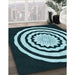 Machine Washable Transitional Deep Teal Green Rug in a Family Room, wshpat1955lblu