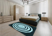 Patterned Deep Teal Green Rug in a Bedroom, pat1955lblu