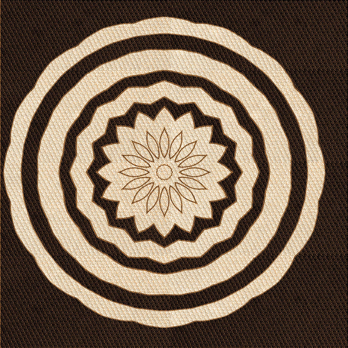 Round Patterned Black Brown Rug, pat1955org