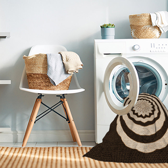 Machine Washable Transitional Black Brown Rug in a Washing Machine, wshpat1955org