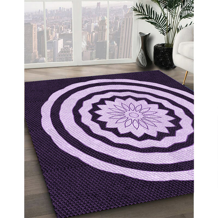Machine Washable Transitional Bright Lilac Purple Rug in a Family Room, wshpat1955pur