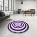 Round Patterned Bright Lilac Purple Rug in a Office, pat1955pur