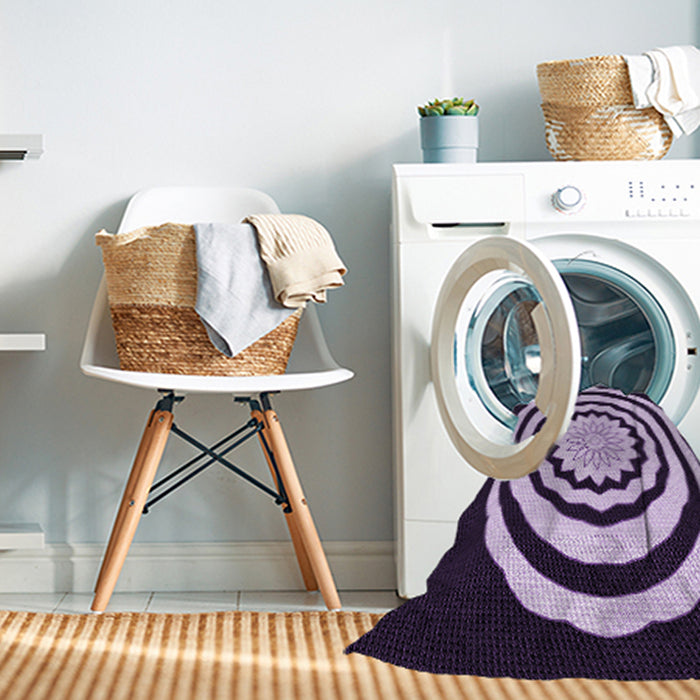 Machine Washable Transitional Bright Lilac Purple Rug in a Washing Machine, wshpat1955pur