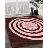 Patterned Dark Scarlet Red Rug, pat1955rd