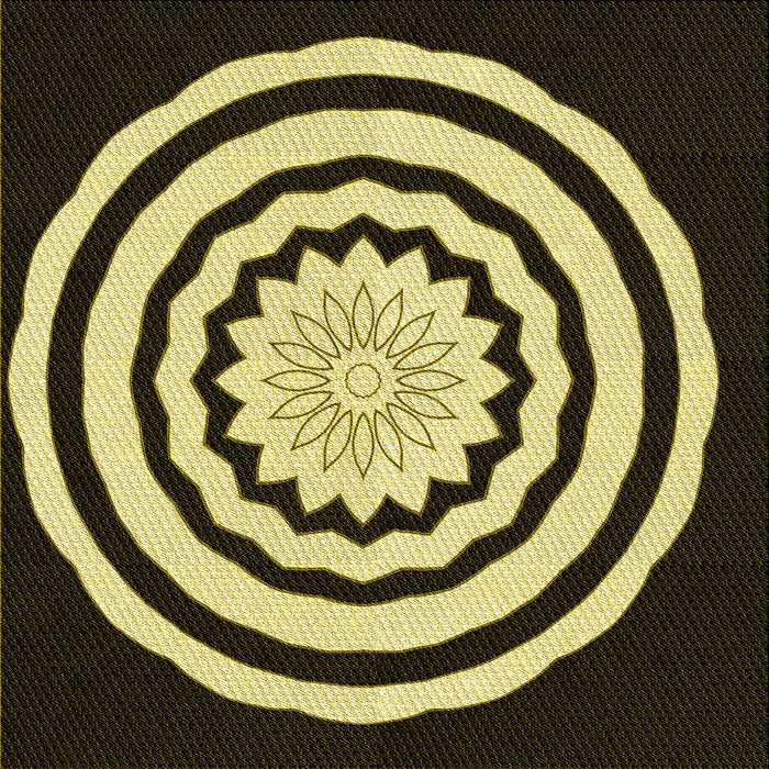 Round Patterned Metallic Gold Rug, pat1955yw