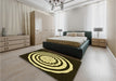 Round Machine Washable Transitional Metallic Gold Rug in a Office, wshpat1955yw