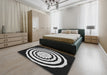 Machine Washable Transitional Black Rug in a Bedroom, wshpat1955