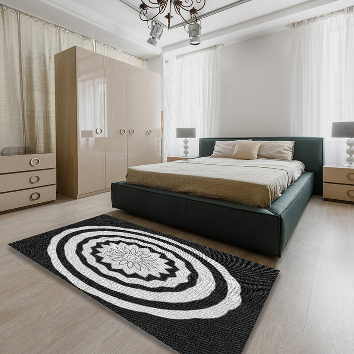 Machine Washable Transitional Black Rug in a Bedroom, wshpat1955