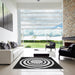 Square Patterned Black Novelty Rug in a Living Room, pat1955