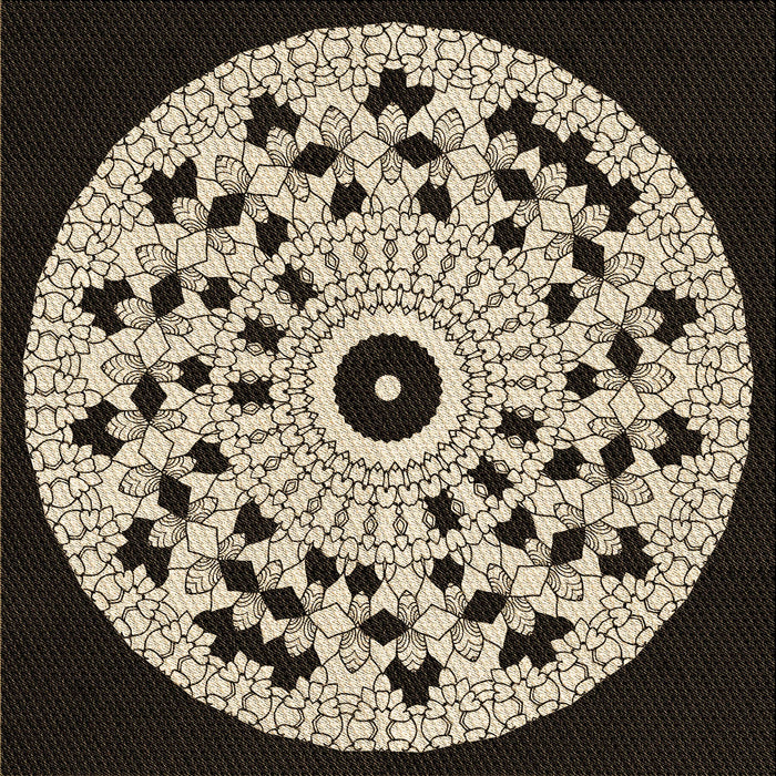 Round Patterned Midnight Gray Rug, pat1956brn