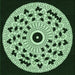 Round Patterned Light Green Rug, pat1956grn