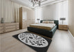 Patterned Midnight Gray Rug in a Bedroom, pat1956gry