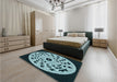 Round Machine Washable Transitional Deep Teal Green Rug in a Office, wshpat1956lblu