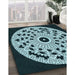 Patterned Deep Teal Green Rug in Family Room, pat1956lblu