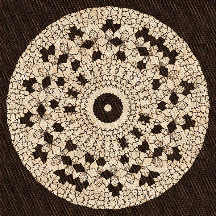 Round Patterned Black Brown Rug, pat1956org